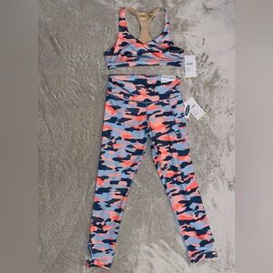 Old Navy Kids Sports bra and Leggings - Orange and Blue Camo Set
